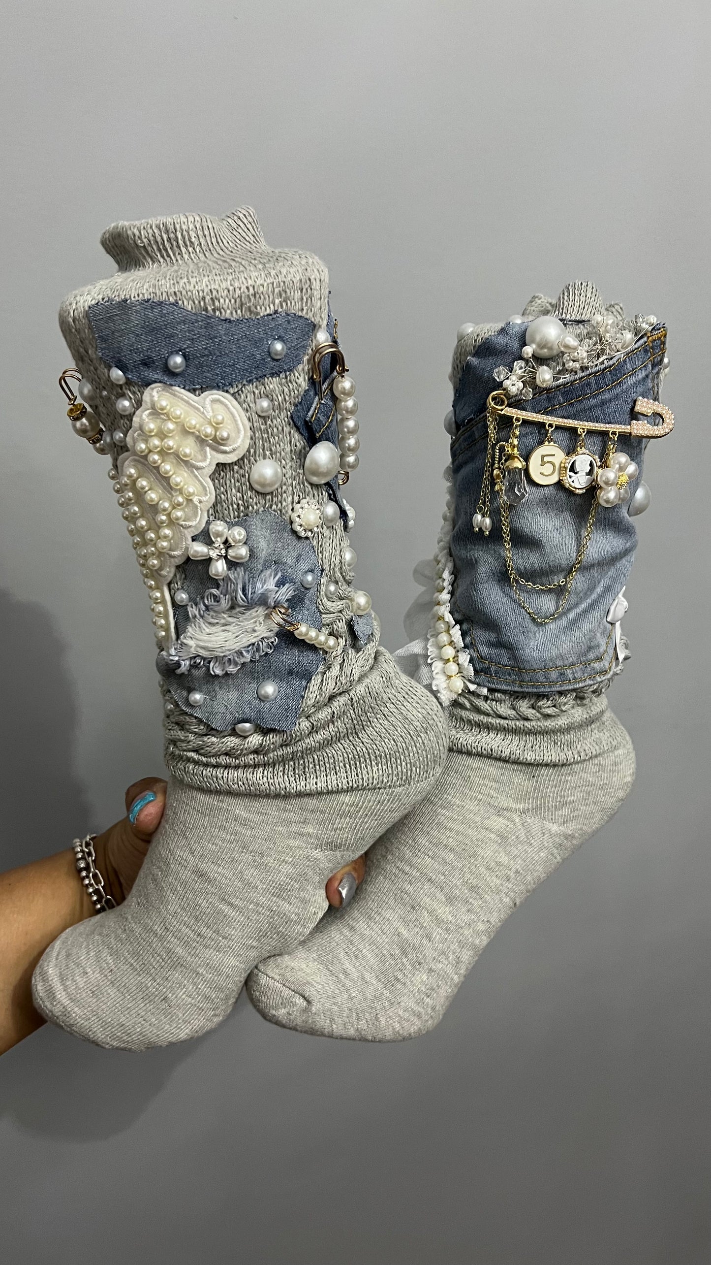 Bling Blue Jean Glam Socks