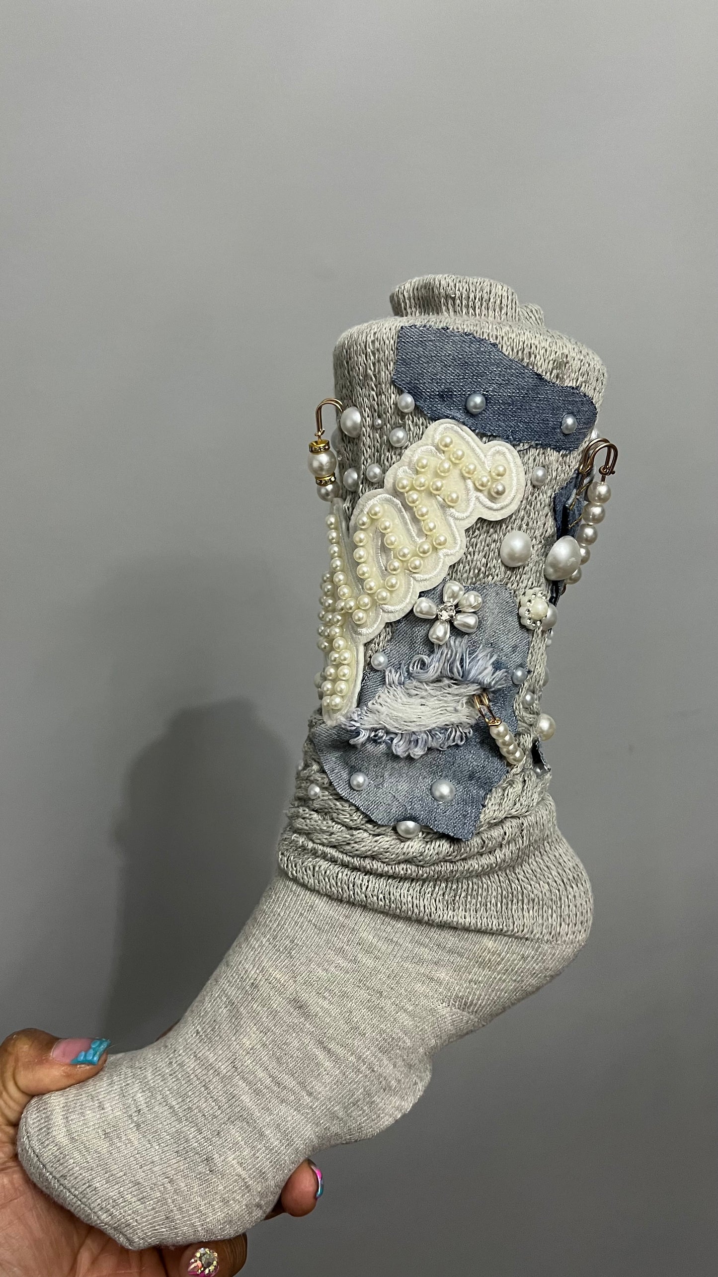 Bling Blue Jean Glam Socks