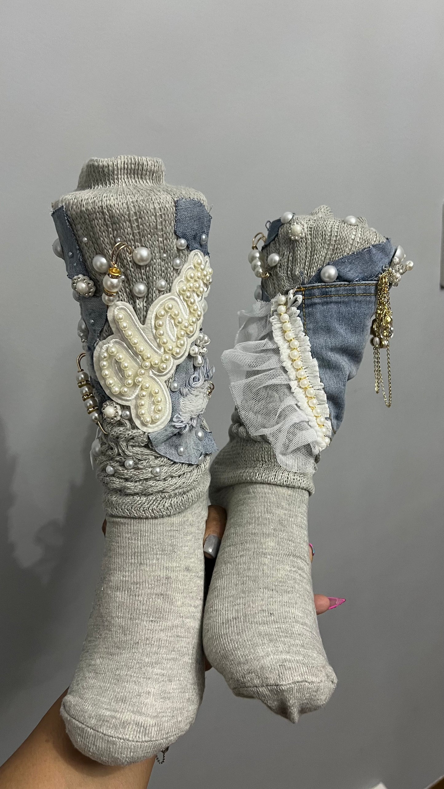 Bling Blue Jean Glam Socks