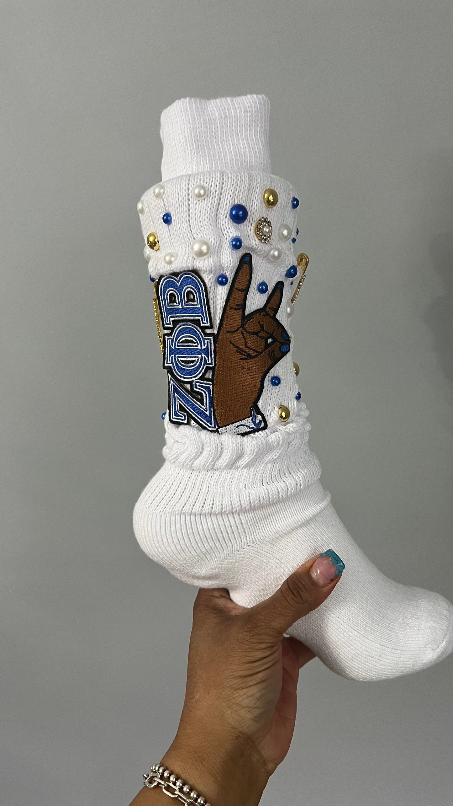 Beta sorority Bling Junk Socks