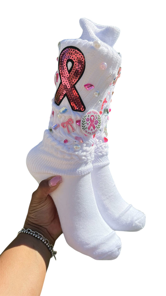 Breast Cancer Bling Socks