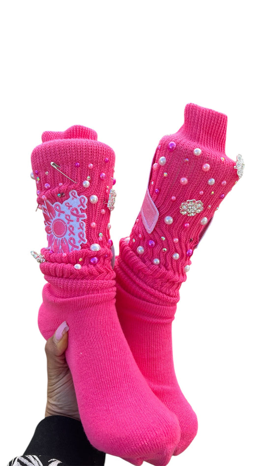 Breast cancer Bling Junk Socks