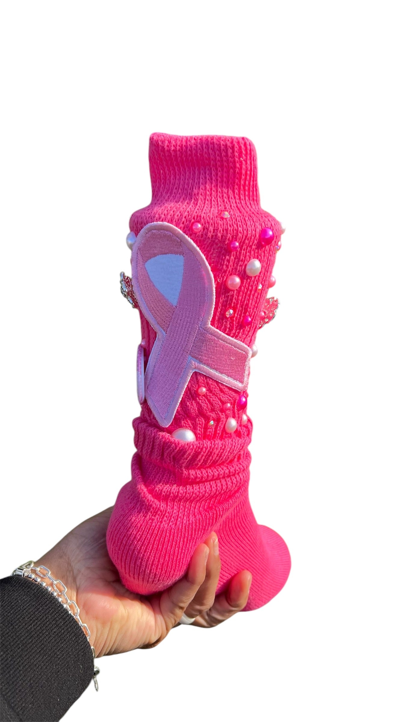 Breast cancer Bling Junk Socks