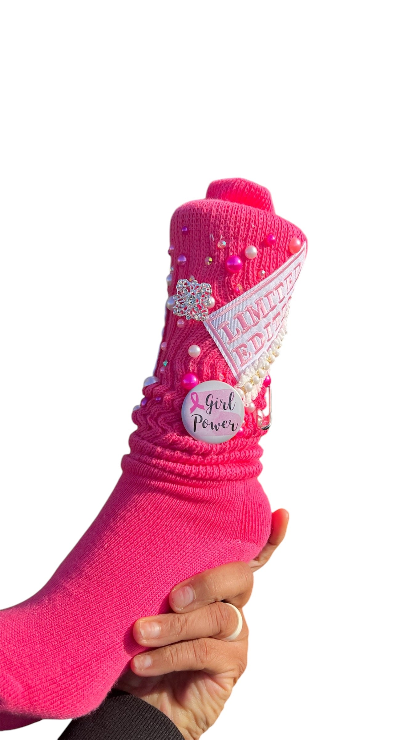 Breast cancer Bling Junk Socks