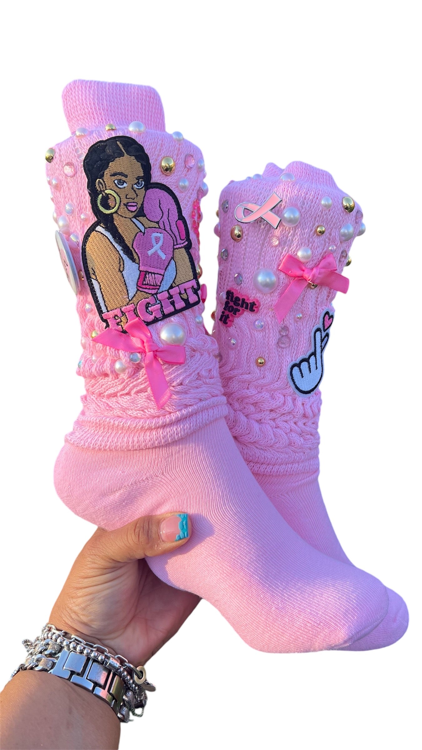 Breast Cancer bling socks