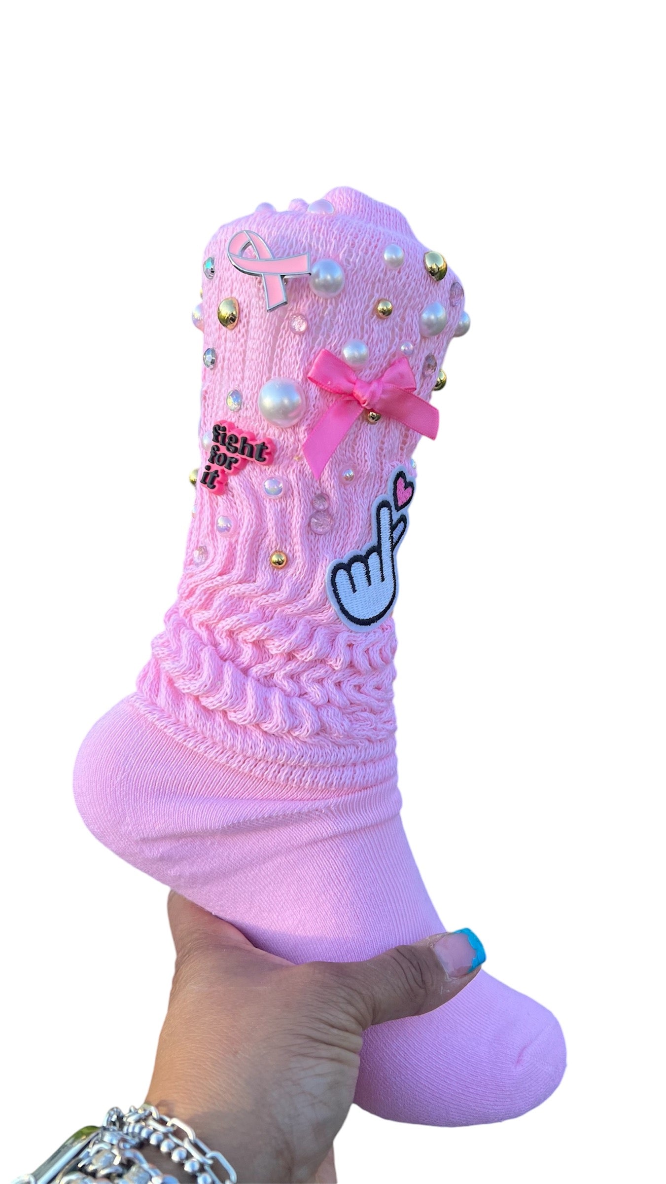 Breast Cancer bling socks